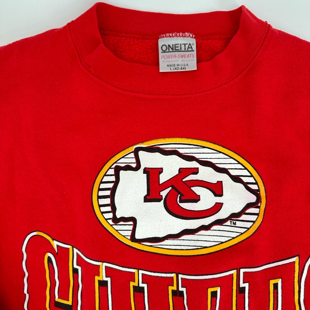 Vintage 1995 Kansas City Chiefs Crewneck Sweatshirt Oneita Power Sweats Size L - Picture 2 of 9
